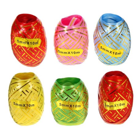Packaging tape with a gold strip, assorted, set 6 pcs., 0.5 cm x 10 m-1