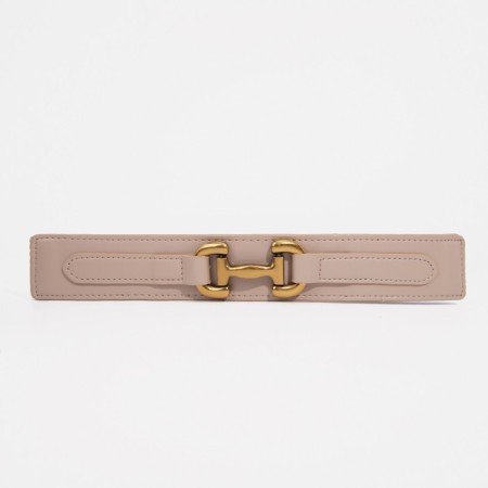 Women's belt, width 3.7 cm, metal buckle, beige color