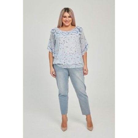 Female blouse, size 58, blue color-1