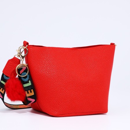 Bag Cross-Bodi with a zipper, red color-3