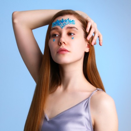 Facial rhinestones "Blue haze", blue