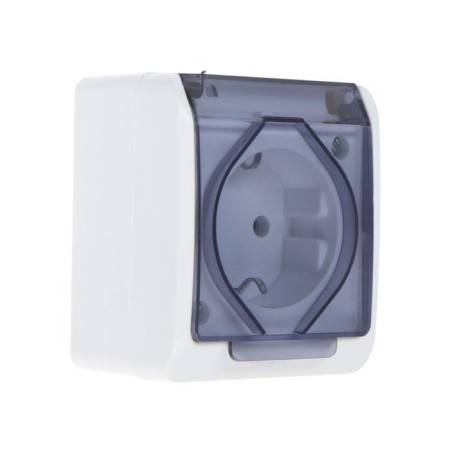 Single socket, 16a, invoice, with salary, IP44, street, white