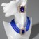 Set 2 items; Earrings, necklace "luxury" large stone, blue color in gold, 42 cm
