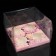 Capcake box, confectionery packaging, 4 cells, "hydrangeas", gold, 16 x 16 x 11.5 cm