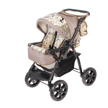 Dwarf stroller-transformer, plastic wheels, shades of brown, MIX drawing-2