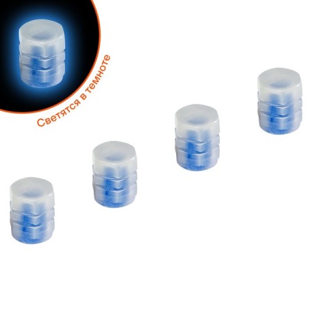 Caps on the tire valve S-1, luminous, blue, ABS plastic, 4 pcs. AVC32-1