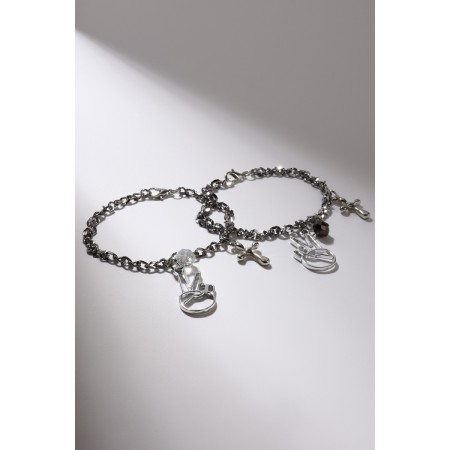Bracelets "Demetrons" sign Peace and crosses, color silver, 17 size-2