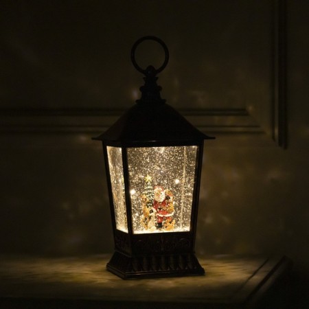 LED figure "Lantern with Santa Claus" 12 × 24 × 12 cm, plastic, AAX3 batteries (not in the kit), USB, glow warm white-4