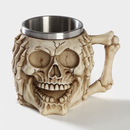 Stainless steel mug "Skull. Halloween ", 400 ml, beige color