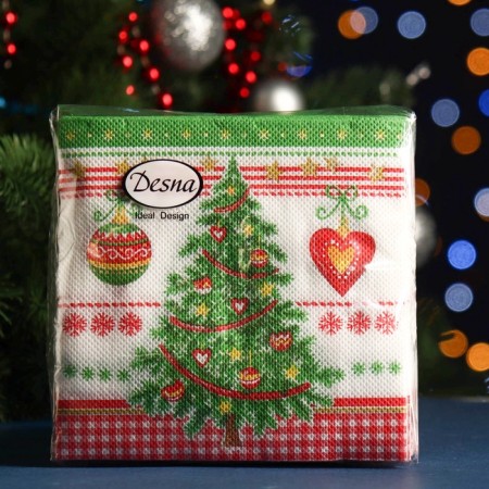 New Year's napkins paper Desna Design "New Year's spruce", 1 layer, 24x24 cm, 40 pcs-3