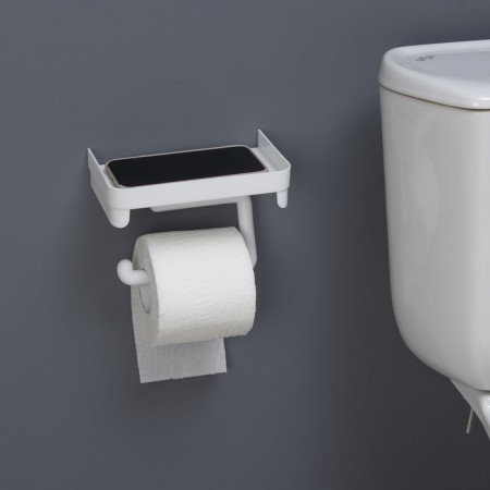 A holder for toilet paper with a shelf, white color-3