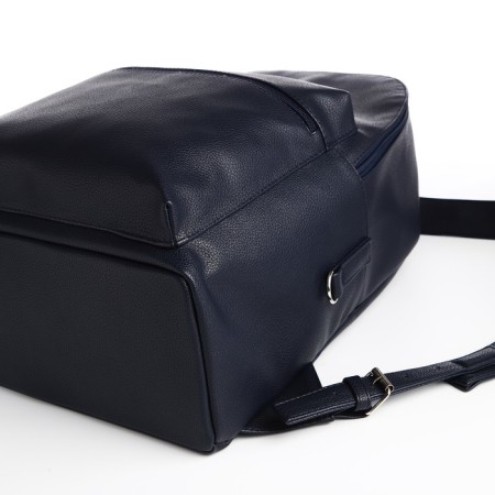 City backpack, textura made of artificial leather with zipper, outer pocket, blue color-3