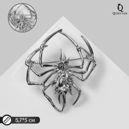 Brooch "Spider" is large, the color is gray in silver