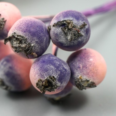 Decor for creativity "Berry of Rowan" 1 bouquet = 10 berries pink-violet yoke 10x1.5 cm-3