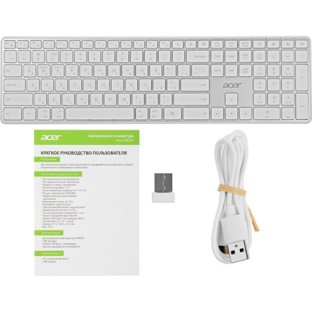Keyboard Acer OKR301 White/silver USB wireless BT/Radio Slim Multimedia (ZL.KBDE 106689-8