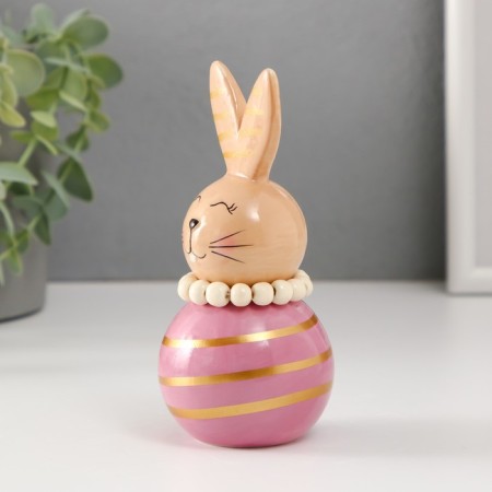 Souvenir Ceramics "Bunny Nevali with stripes" beige-lilac 6.3x6.3x13.3 cm-1