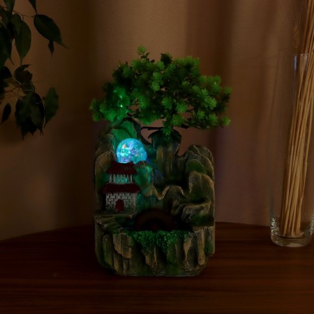 Fountain "House under a tree in the mountains" 29x16 cm (with backlight)-2