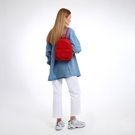 Women's backpack city, Textura, red color-2