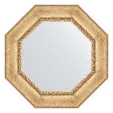 Mirror in a baguette frame, aged silver with an ornament of 120 mm, 73x73 cm