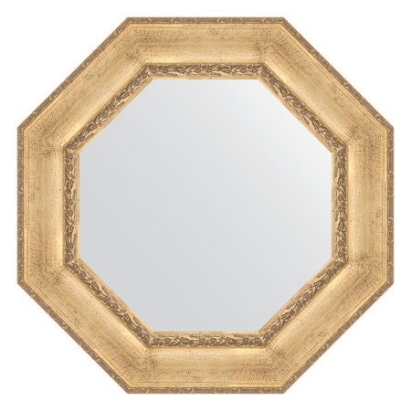 Mirror in a baguette frame, aged silver with an ornament of 120 mm, 73x73 cm