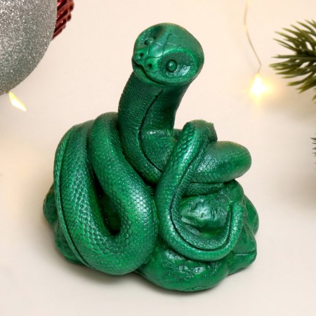 Figure "Snake of Zen" Green metallic, 10x10x10cm-3