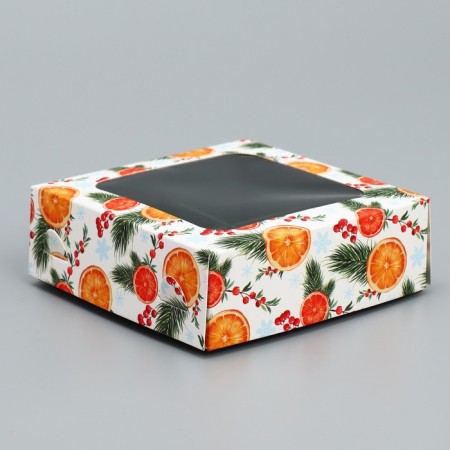 Box for sweets "Orange", 10.5 x 10.5 x 3.5 cm, New Year
