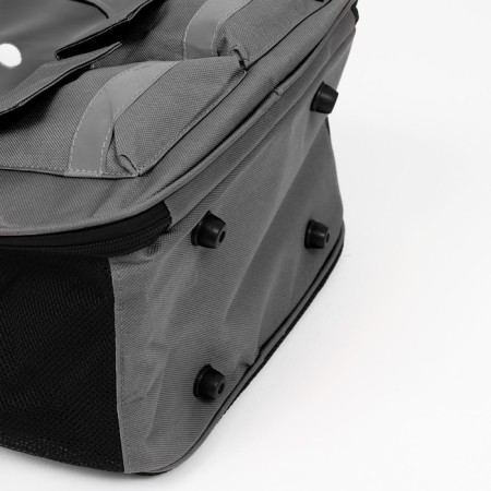 A backpack for carrying animals with a viewing window, gray-4