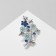 Brooch "Flowers" and leaves, blue color in silver