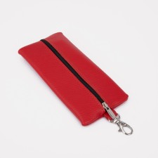 Key of zipper, length 17 cm, ring, carbine, red color