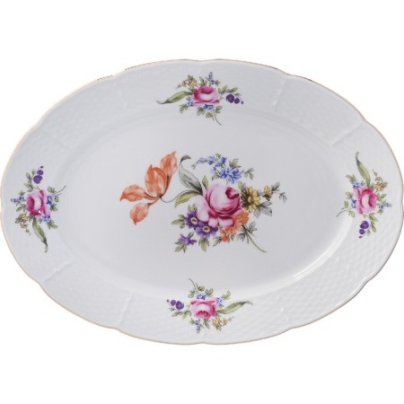 Oval Menuet dish, decor "Meissen flower, gold laying", 32 cm