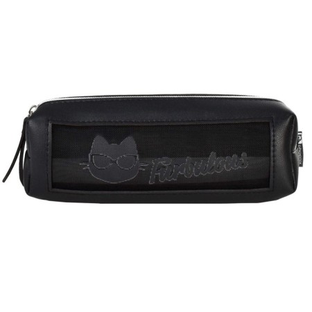 Penal is soft, 1 department, 55 x 195 x 60 mm, voluminous, artificial leather, with a window, nylon, Phoenix "Cat" Black 61314-1