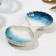 Ceramic “sea shell” saucer, 8.5 x 15 cm., White-blue color