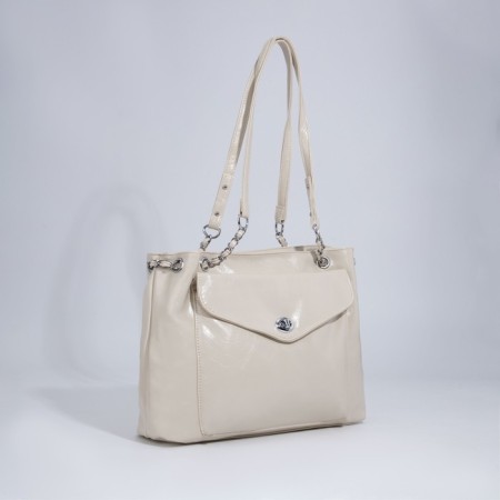 Bag Female Tout with zipper, white color-3