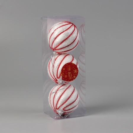 Set of balls plastic D-8 cm, 3 pcs "Axel" white-red-1
