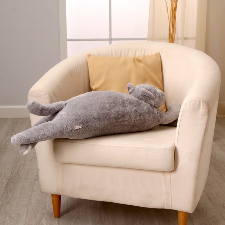 Soft toy "Cat", 90 cm, gray color-4