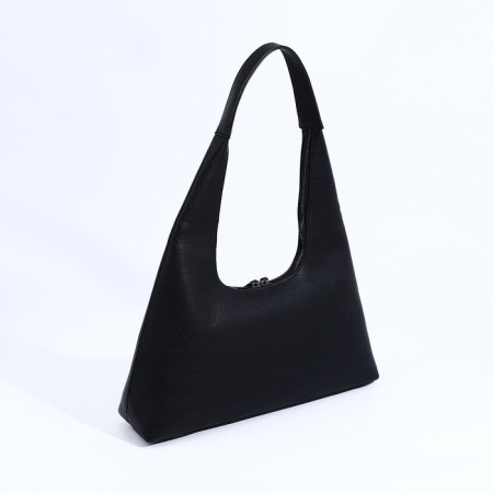 Soper bag with zipper, black color-1