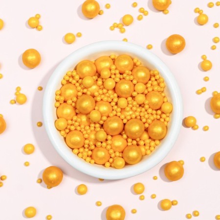 Sprinking confectionery with a soft center "Pearls", gold, 50 g-1