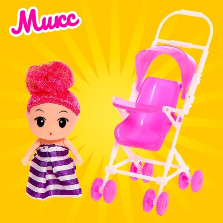 Baby doll "Alina" with a stroller, color mix-4