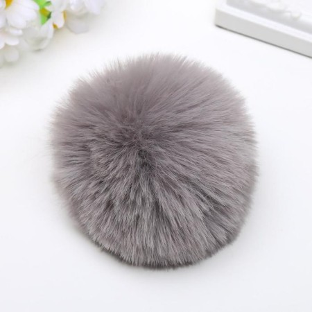 Pompon artificial fur "light gray" d = 10 cm