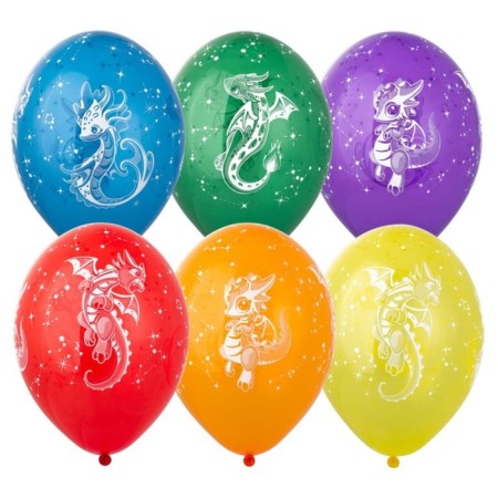 Shar Latex 14 "Dragon", silk -screen printing, crystal, set 25 pcs., Mix