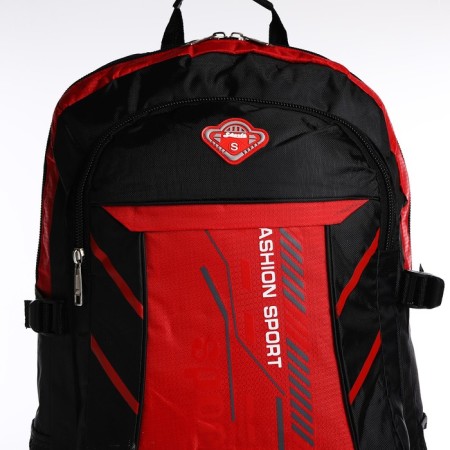 A backpack on a zipper with an increase, 65l, 4 outer pockets, red color-4
