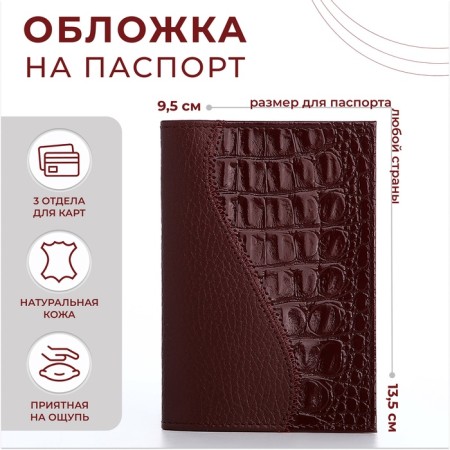 Cover for passport, burgundy color