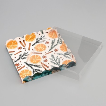 Cookie box, confectionery packaging, "miracles happen", 21 x 21 x 3 cm, new year-3