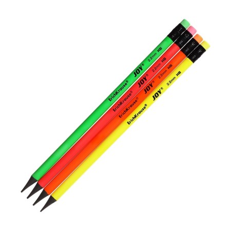 Pencil Chernographic Erich Krause "Joy", HB, Grifel D = 2.2 mm, Plastic, Round, in a tube, Neon Mix-1