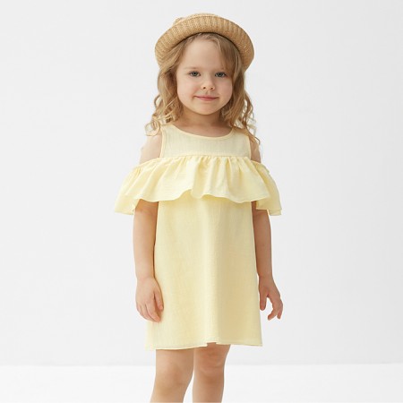 Платье для девочки MINAKU: Cotton Collection цвет желтый, рост 104