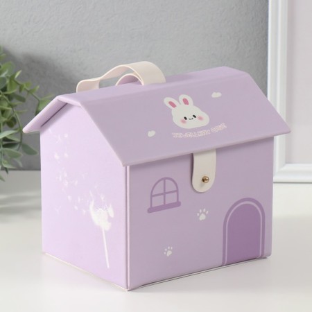 Casket to the leatherette for decorations House "Bunny" Lilac 16.5x19x16.5 cm-1