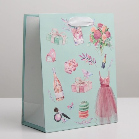 Gift laminated vertical, packaging, “pink tenderness”, MS 18 x 23 x 10 cm-1