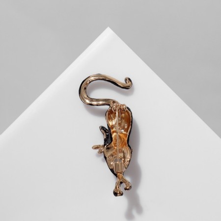 Brooch "Cat" grace, black color in gold-1