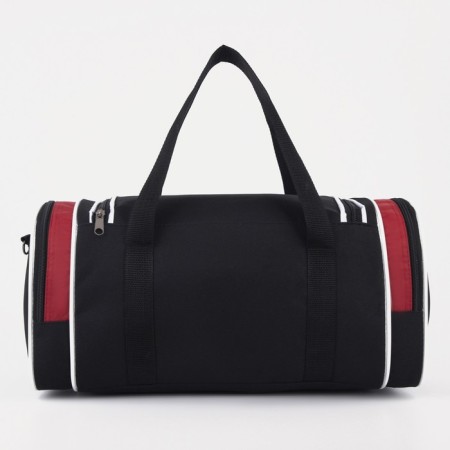 Sports bag, 3 parts on zippers, external pocket, black/red color-1