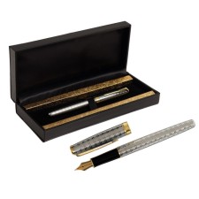 Gift feathers in the leatherette case, hull silver with gold
